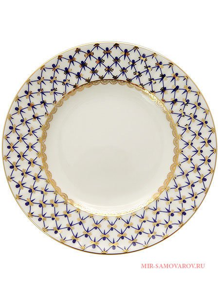 Тарелка десертная 150 мм форма Волна рисунок Кобальтовая сетка Императорский фарфоровый завод