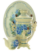 Набор самовар электрический 3 л с росписью "Голубые цветы" арт. 110566