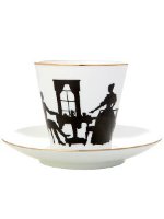 Кофейная пара форма Черный кофе рисунок Вдвоем серия Силуэты Императорский фарфоровый завод