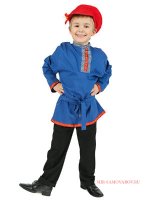 Детская косоворотка для мальчика хлопковая синяя на возраст 7-12 лет