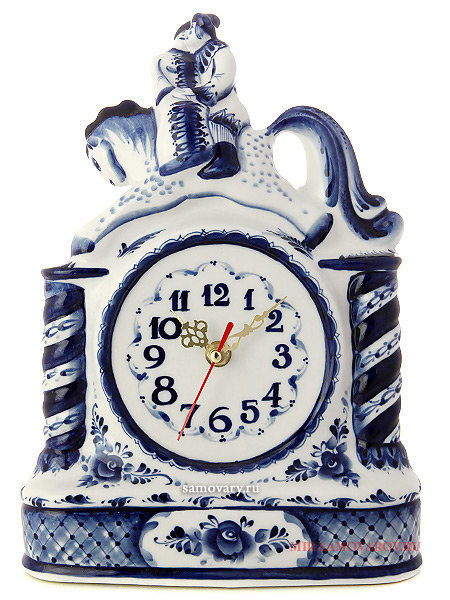 Часы настольные с художественной росписью Гжель "Сивка-бурка"