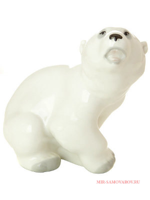 Скульптура Медвежонок м.р. белый Императорский фарфоровый завод