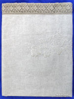 Скатерть прямоугольная серая с серым кружевом арт. 1С-968, 230х150