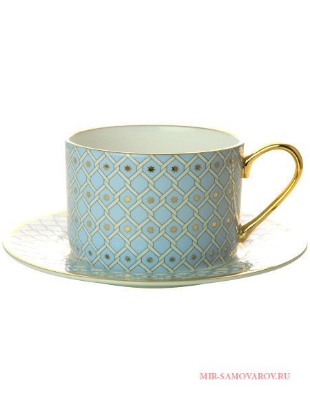 Чайная чашка с блюдцем форма Идиллия рисунок Азур № 2 Императорский фарфоровый завод
