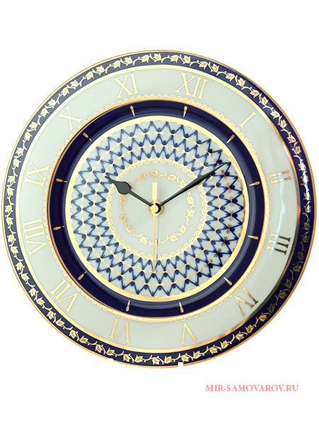 Часы декоративные форма Европейская-2 рисунок Кобальтовая сетка Императорский фарфоровый завод