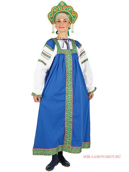 Русский сарафан "Забава" женский синий XL-XXXL